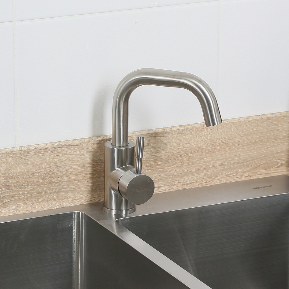 Смеситель д/кухни MELANA-F6102 нерж.сталь, однорычажный, сатин 