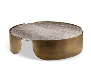 Круглый стол для сада из металла и мрамора