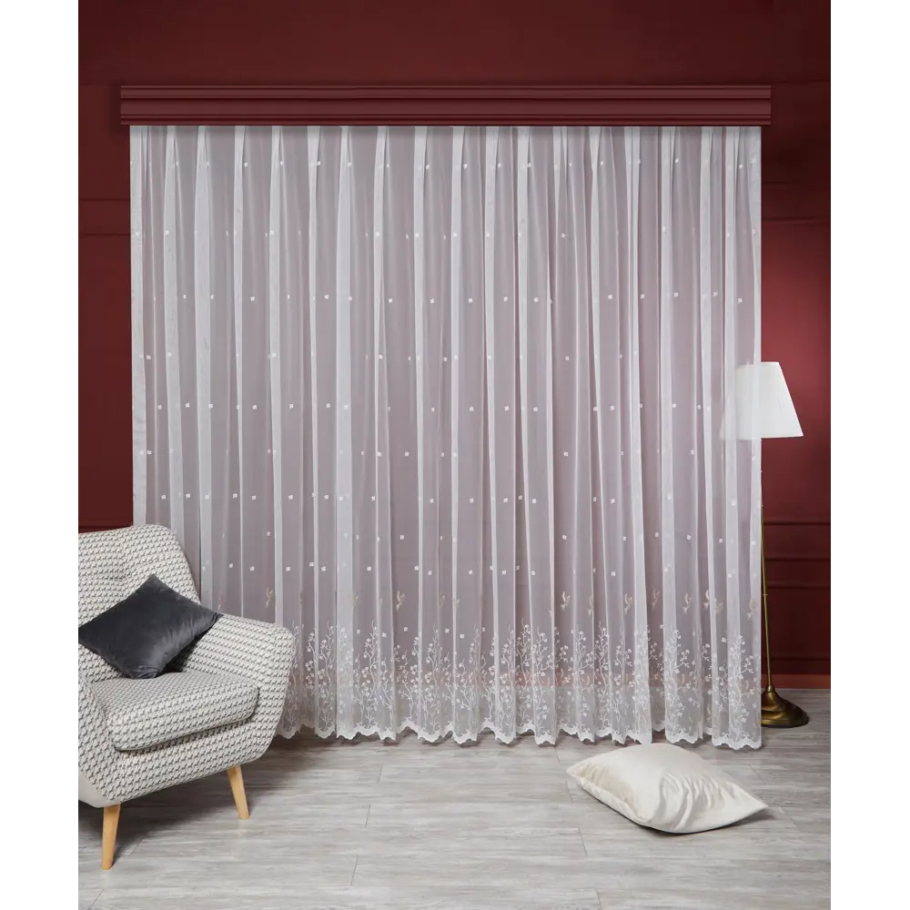 Тюль 1 м/п Птички сетка 280 см цвет бело-бежевый ELIT HOME STLM-2182361 - Вид №1