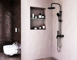 DX220910300 душевая система со смесителем-полкой: верхний душ 230мм ручной душ 120мм 1 реж Damixa Apollo