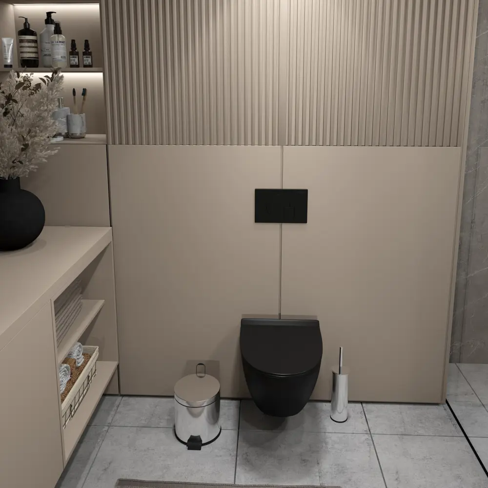 Комплект инсталляции AM.PM Tech с унитазом безободковым Teymi Tiko клавиша AM.PM Tech M серебристая STLM-2085684 - Вид №1