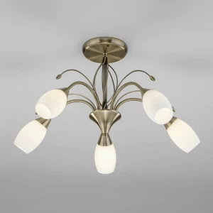 Потолочная люстра Eurosvet Ginevra 30280/5 античная бронза EUROSVET GINEVRA 328354 Белый;бронза