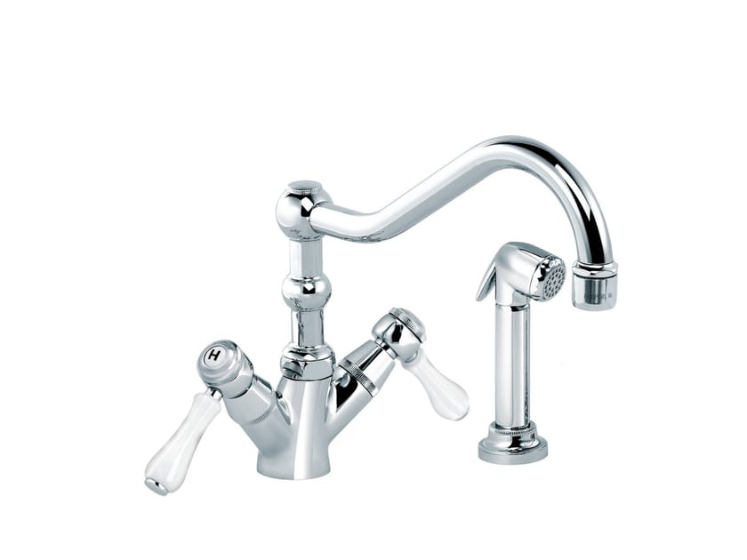 Смеситель для кухни с 2 отверстиями на столешнице со съемным ручным душем rvb 1935 Лимож ARCH-00004449