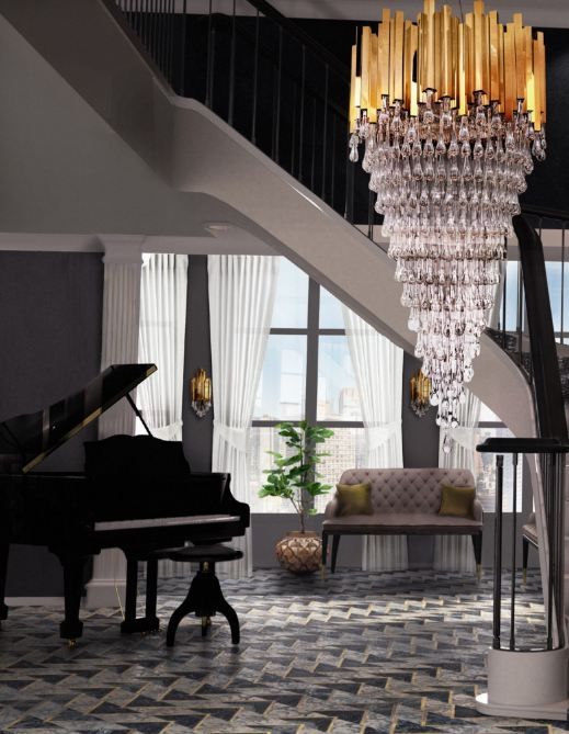 Люстра стеклянная180х86 см золотая Trump KM0988P-26 DELIGHT COLLECTION ДИЗАЙНЕРСКИЕ 00-3883113 Золото;прозрачный  - Вид №3
