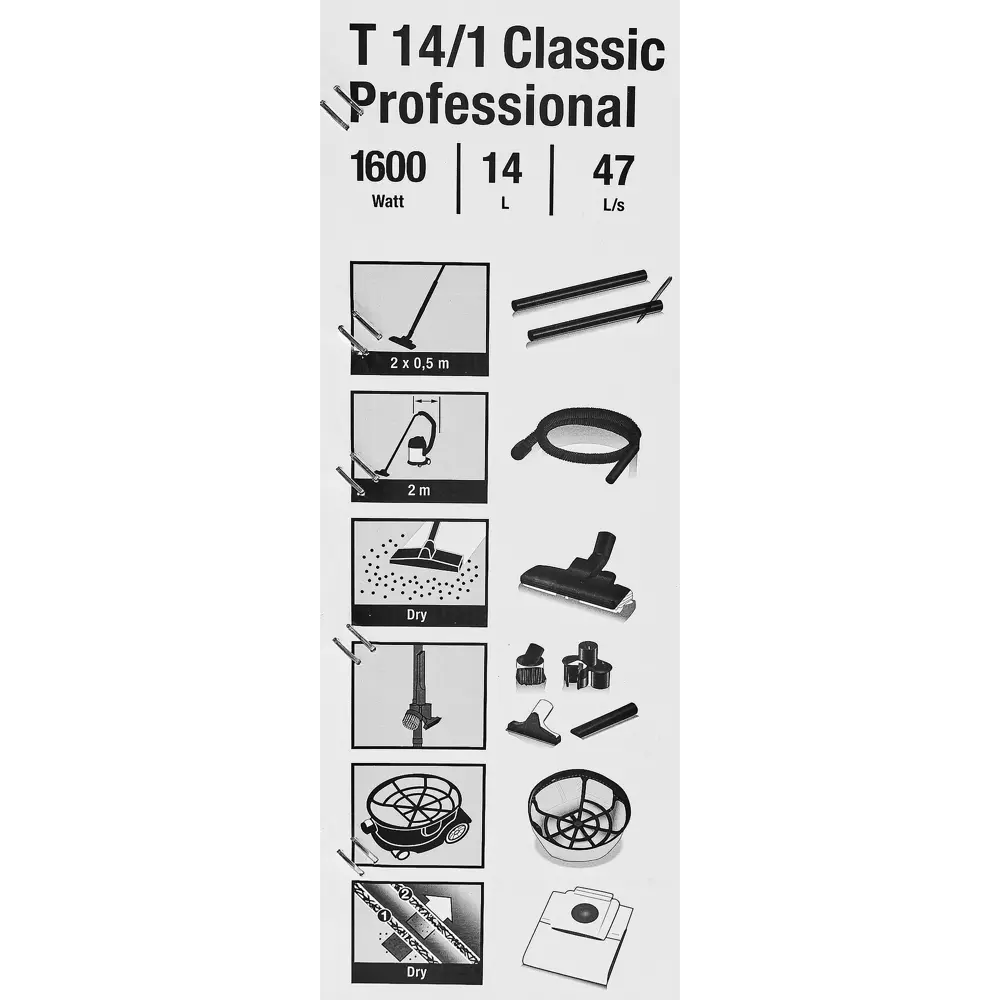 Пылесос строительный Karcher T 14/1 Classic, 1600 Вт, 15 л 82540430 STLM-2108604  - Вид №5