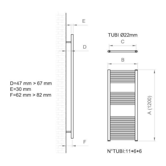 Настенный стальной полотенцесушитель с горячей водой Ercos Опера ARCH-00145504 - Вид №2