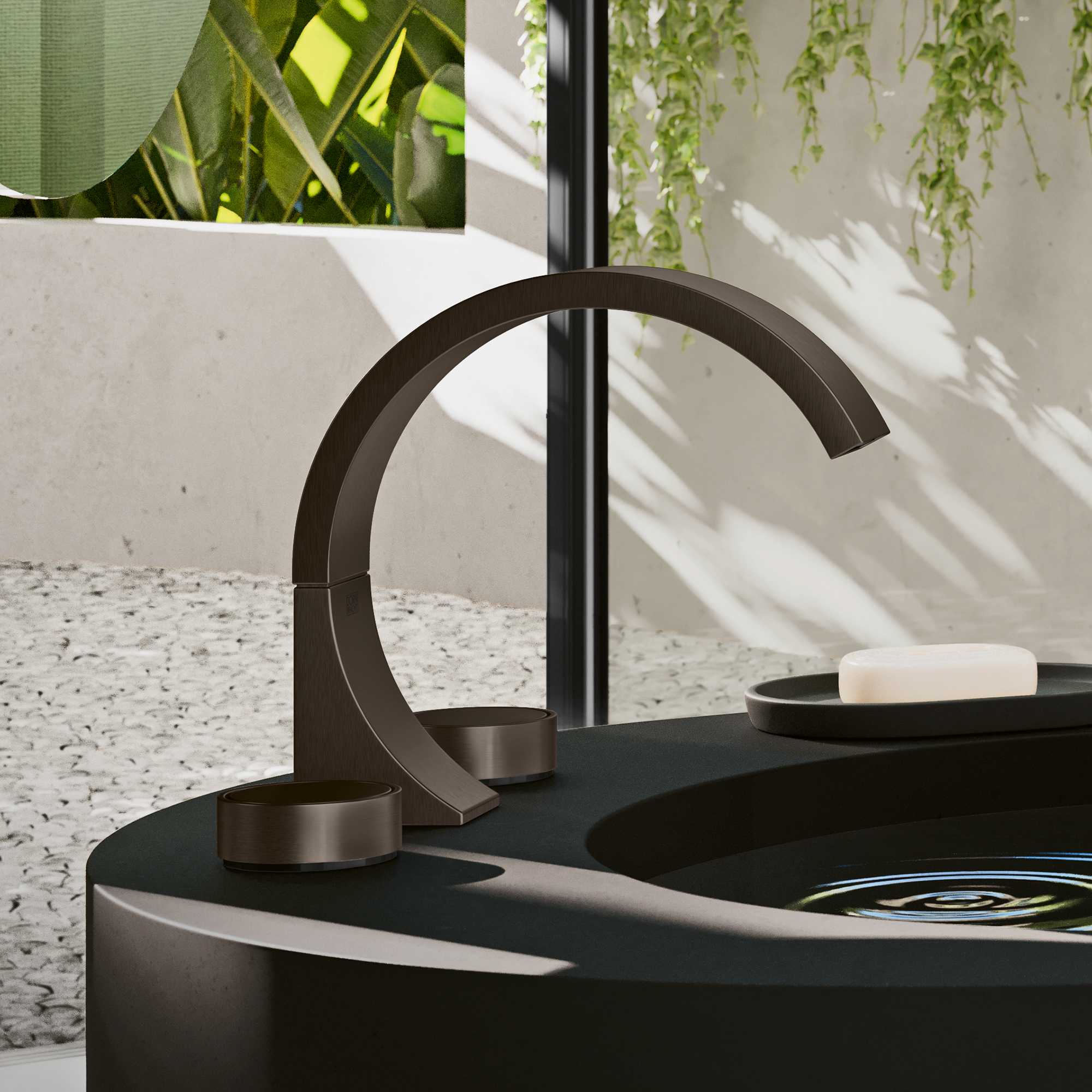 CYO Смеситель для ванны, однорычажный, со стояком, для отдельностоящей установки с ручным душем - матовая платина DornBracht 25863811-06 - Вид №1