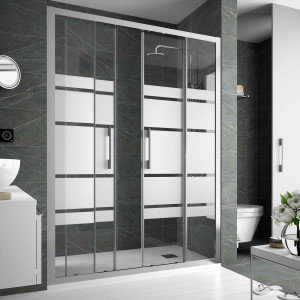 19320 SALGAR Душевая перегородка CLEAR Передняя панель с 2D и 2FS Road Screen Print 1590 - 1640 x 1950 мм