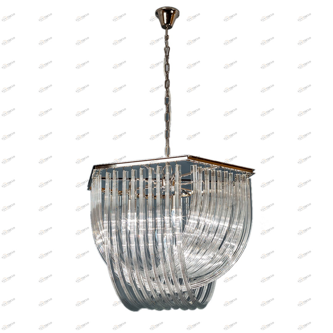 Люстра подвесная со стеклянными подвесками хром Frezia Light 116028 FREZIA LIGHT ДИЗАЙНЕРСКИЕ 00-3953611 Прозрачный;хром 