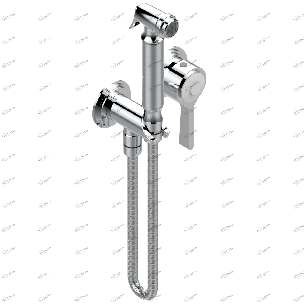 G2J-5840/MBG Комплект для душа, включающий смеситель, армированный шланг 1 м 25 см, ручной душ с курковым распылителем, выход из стены и предохранительный запорный клапан Thg-paris Faubourg - белый фарфор - с рукоятками Хром G2J 5840/MBG A02 CAT.A