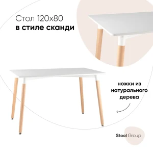 91990549 Кухонный стол прямоугольный Стул груп Oslo 120x120 см деревянные ножки МДФ цвет белый STLM-1384968