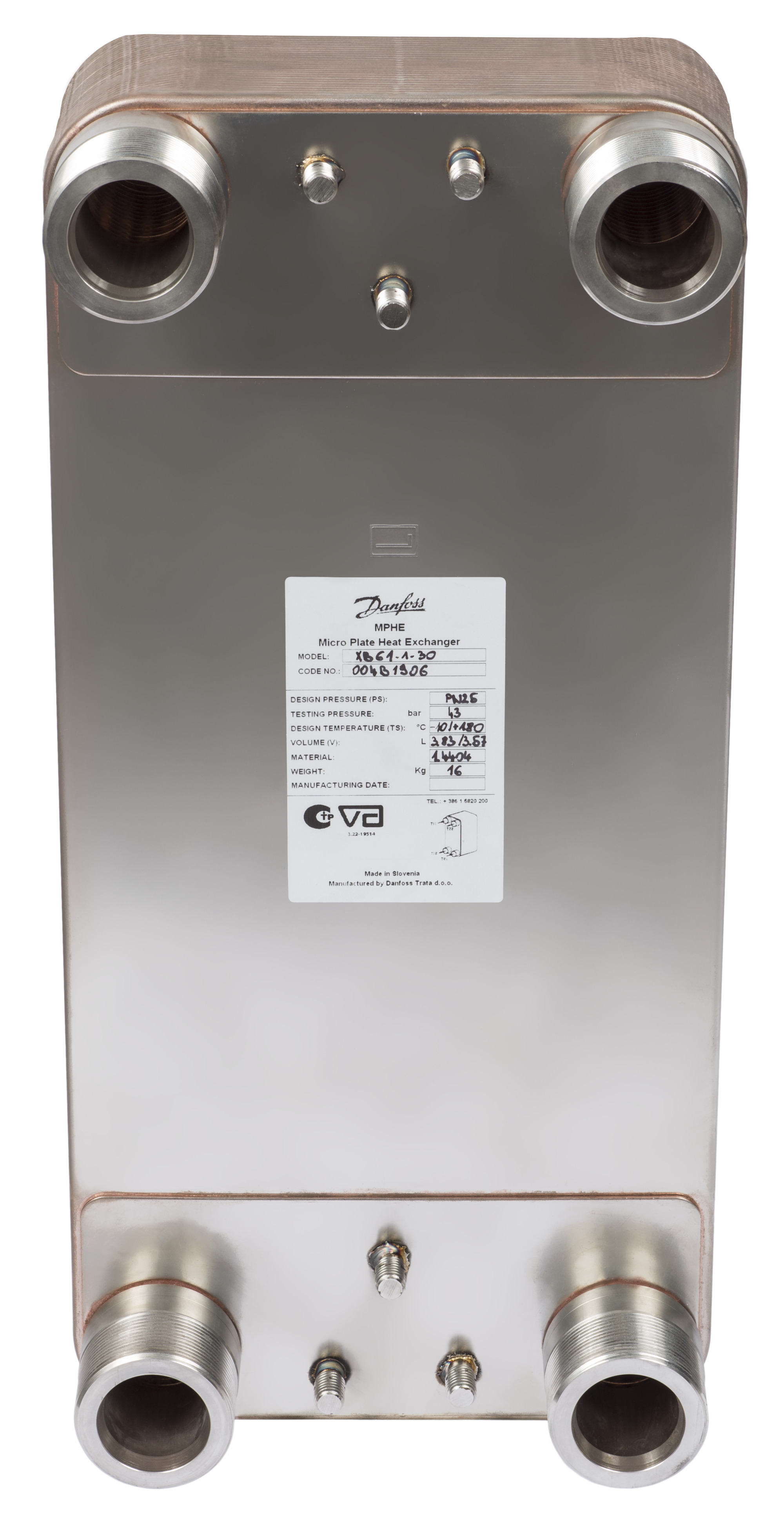 Danfoss Паяный пластинчатый теплообменник серии XB61 XB 61L-1-30 PN25 паяный ТО G2 004B1906  - Вид №78