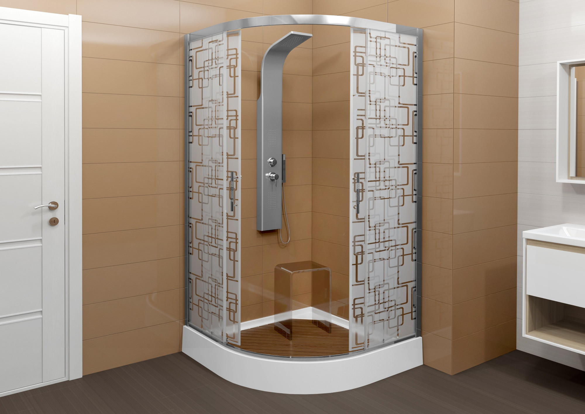 B10S LED BLACK Душевая кабина DETO Серия В Душевое ограждение С 09