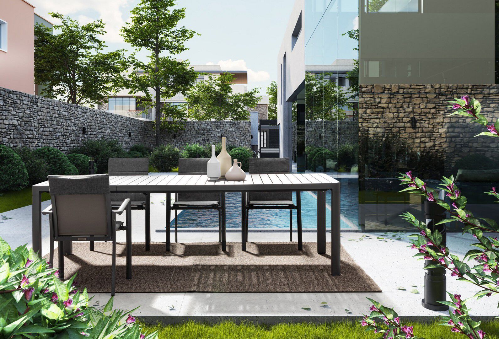 Алюминиевый выдвижной прямоугольный садовый стол BIZZOTTO KIPLIN ARCH-00073199 - Вид №4