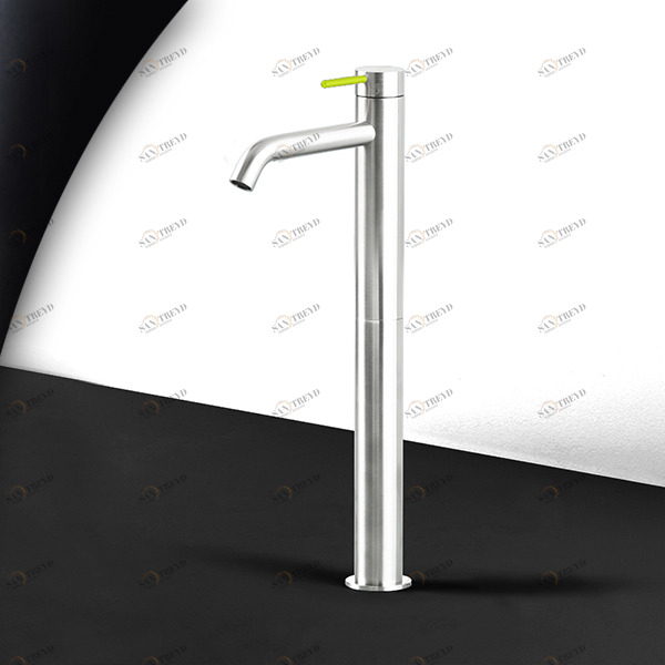 Смеситель для раковины сталь глянцевая с зеленой ручкой Toki Radomonte TKI6LCIL13