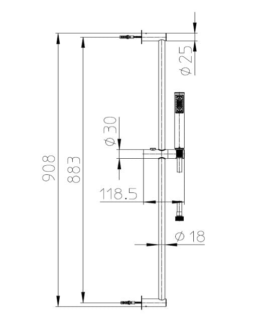 Стержень из нержавеющей стали с ручным душем Bossini NOBU-Inox AISI 316L ARCH-00037678 - Вид №2