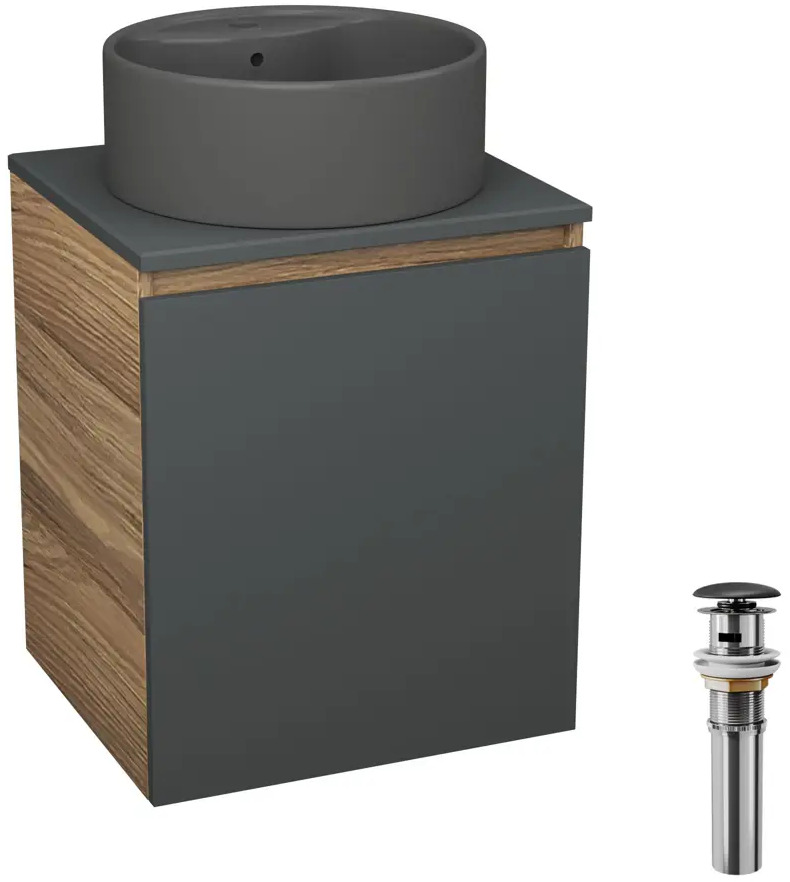 91776819 Тумба Bauedge Bau Dream Blackwood 50 графит раковина Element D41 темно-серая выпуск клик клак черный STLM-0995797
