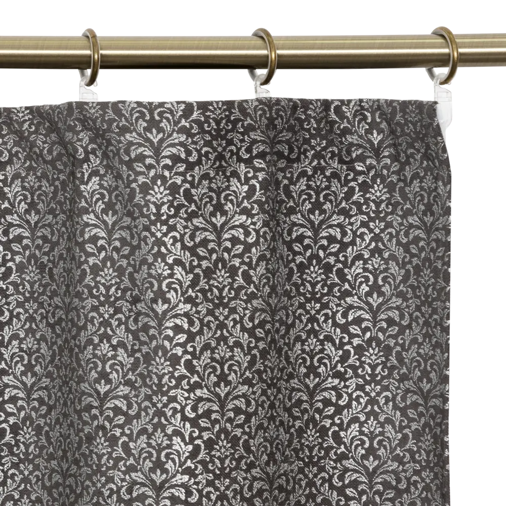 Штора на ленте «Канвас» 160x280 см полиэстер цветы цвет чёрный GARDEN STLM-2066690 - Вид №2