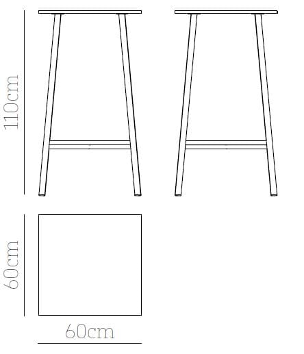 Высокий квадратный стальной стол BABEL D ARCH-00004161 - Вид №3