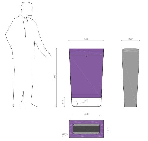 Корзина для мусора из оцинкованной стали DIMCAR MISS THIN ARCH-00112698 - Вид №2