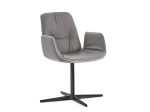 Кожаный спиц поворотный стул с подлокотниками