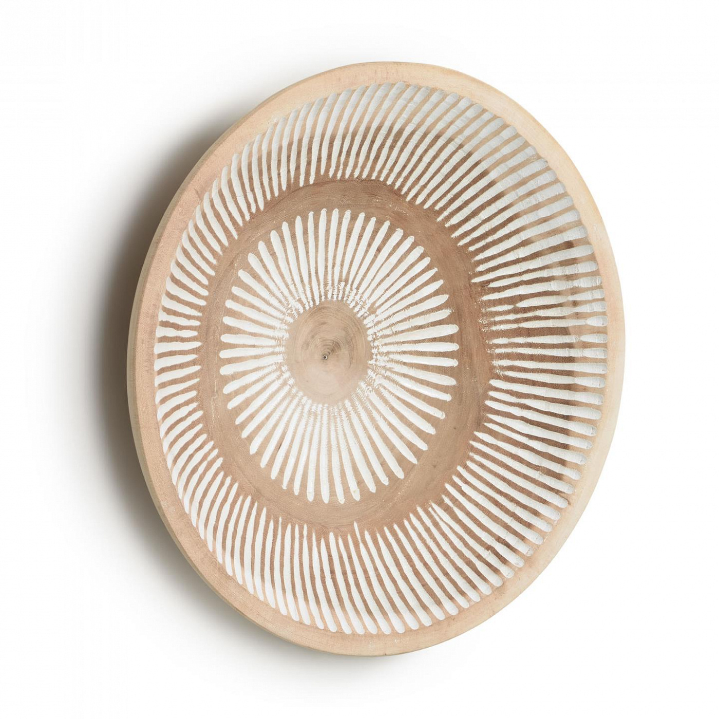 101080 Настенная панель Mely из массива мунггура в белую полоску Ø 49 см La Forma Melisa 