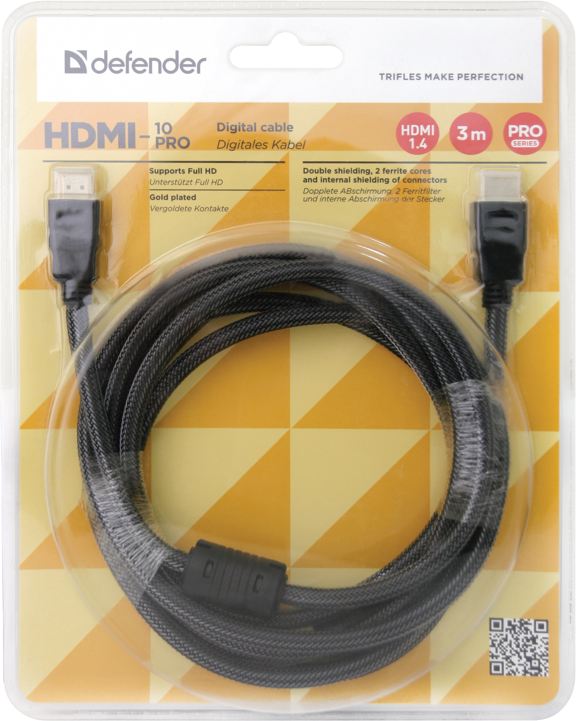 87434 цифровой кабель hdmi-10pro hdmi m-m, ver1.4, 3м Defender Santreyd  - Вид №1