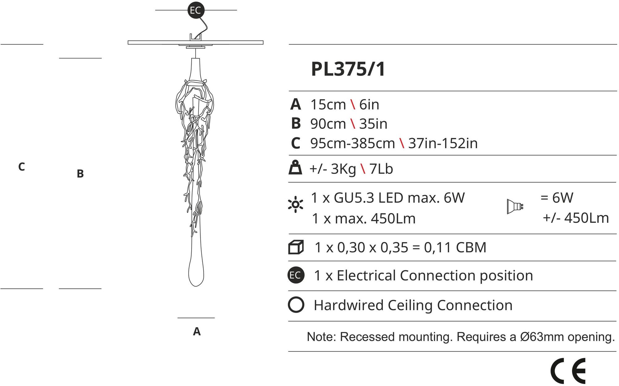 Serip Подвесной светильник из бронзы ручной работы Liquid Pl375/1 - Вид №1