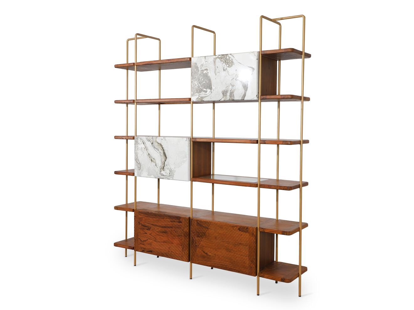 Книжный шкаф из тикового дерева и металла Alankaram REFU ARCH-00113723 - Вид №1