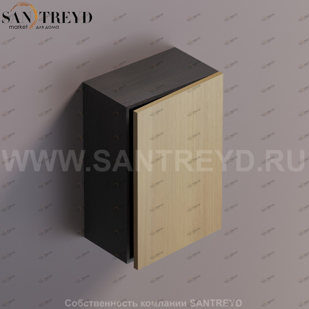 FLAT V Подвесной шкаф с петлями слева. Отделка: темный дуб и натуральный дуб. AFXMO236042RWRT Agape