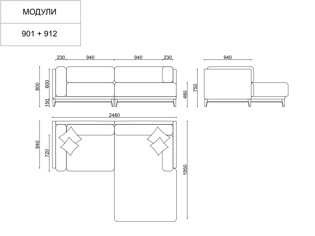 Диван Case угловой темно-серый THE IDEA ДИЗАЙНЕРСКИЕ 210514 Серый  - Вид №10