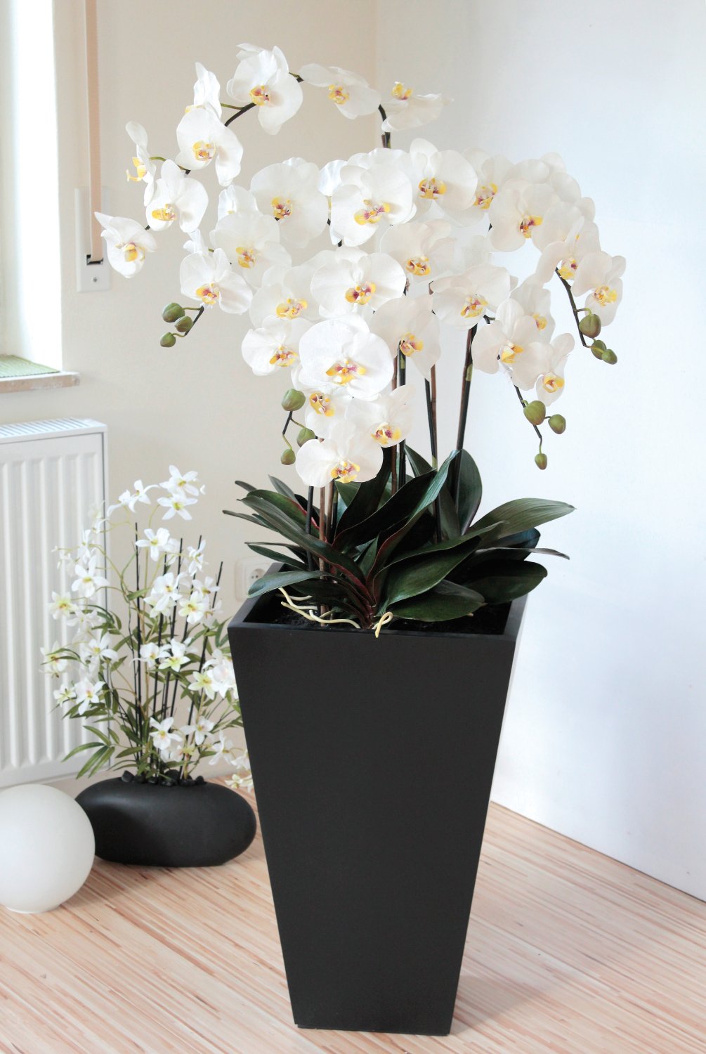 2840 778 a3 Пластиковая орхидея Phalaenopsis, 6-кратная, горшечная, 155 см, real touch, бежево-белая H-andreas  - Вид №9