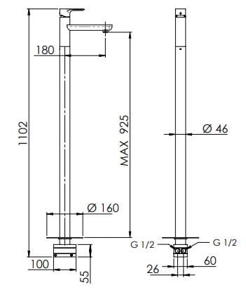 Смеситель для раковины из хромированной латуни Remer Rubinetterie Energy ARCH-00097066 - Вид №2