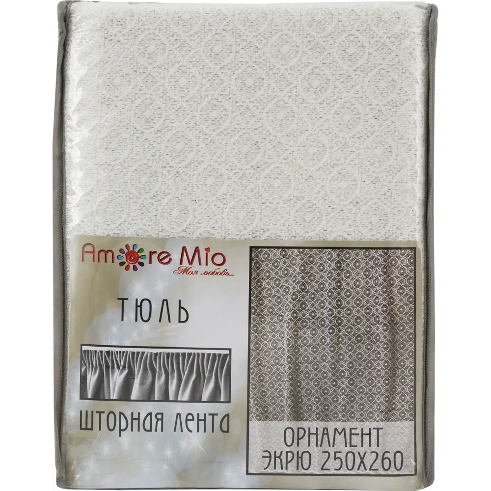 Тюль на ленте Орнамент 250x260 см полиэстер геометрия цвет экрю AMORE MIO STLM-2055231 - Вид №7