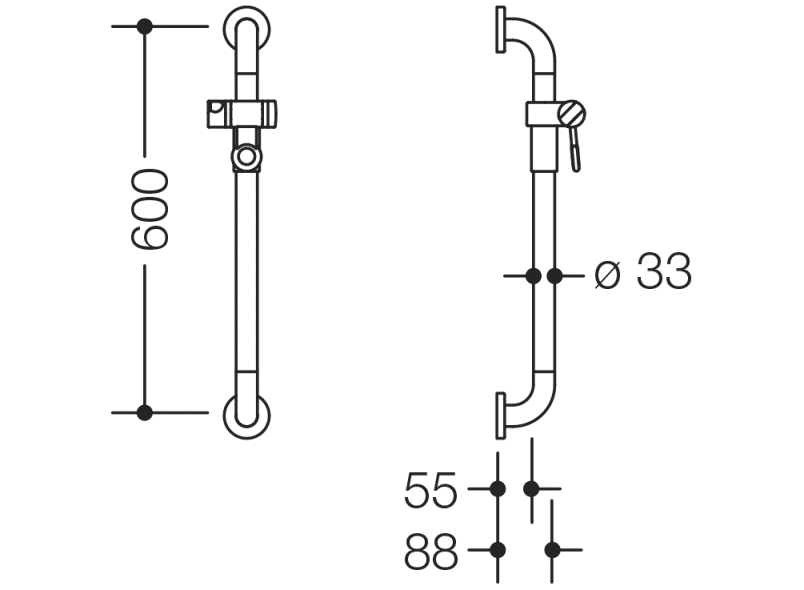 801.33.10051 держатель для душа HEWI WARM TOUCH  - Вид №1