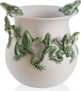 10641753 Bordallo Pinheiro Ваза Bordallo Pinheiro Танцующие лягушки 25х28,5см, керамика, белая Керамика