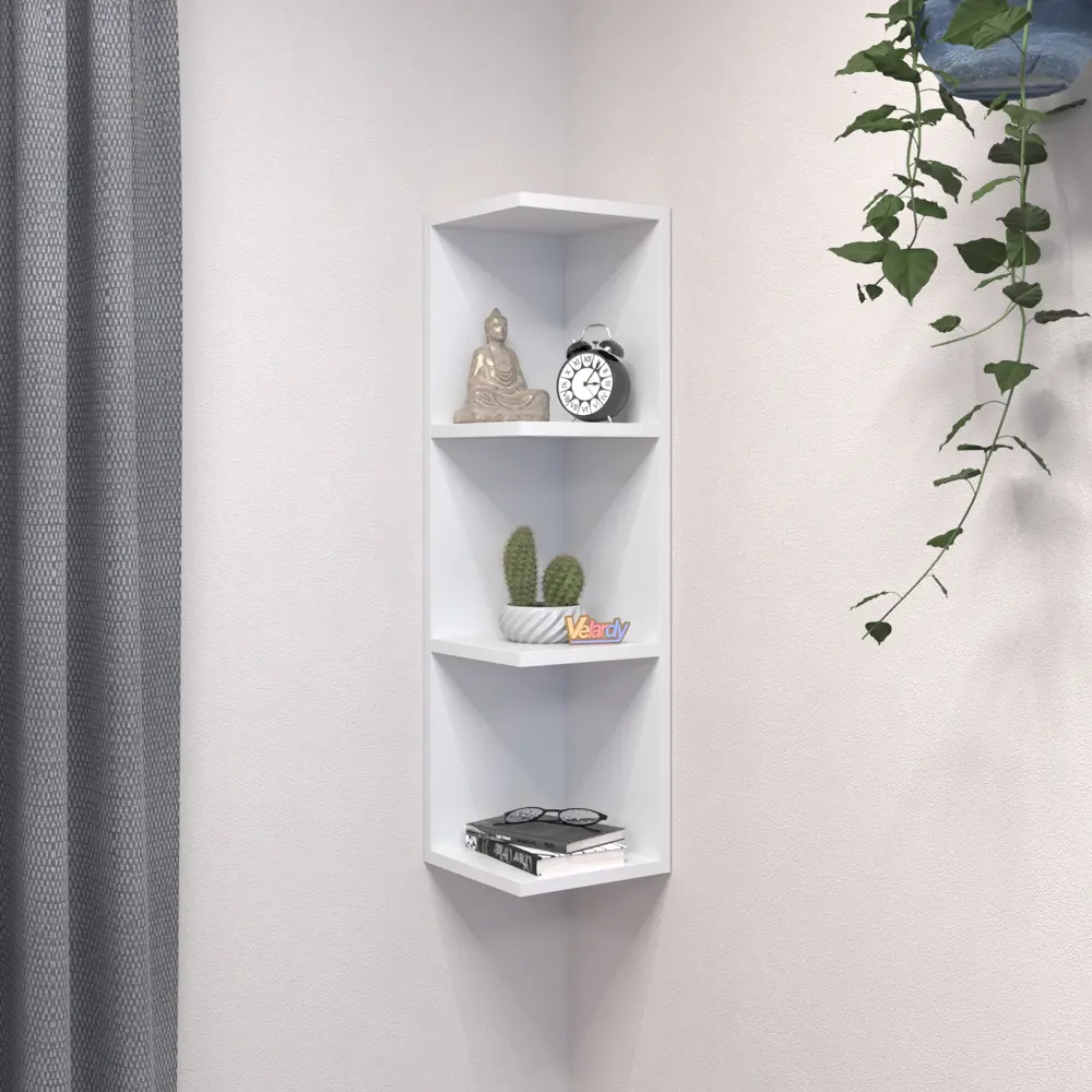 91622121 Настенная полка Velardy Right Nook 21x21 см ЛДСП цвет белый STLM-1088097