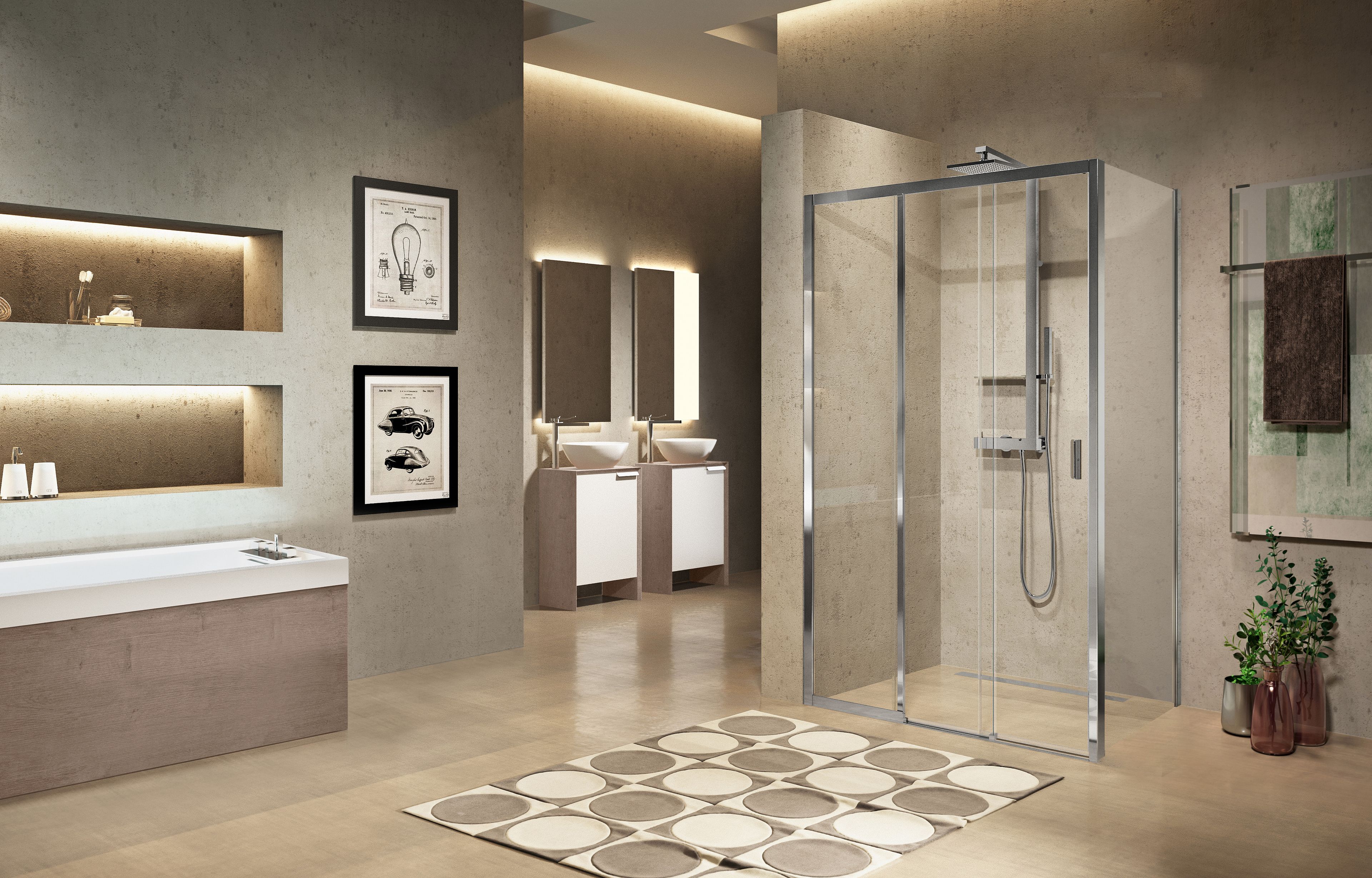 Нишевая душевая кабина с раздвижной дверью Novellini Lunes ARCH-00142638