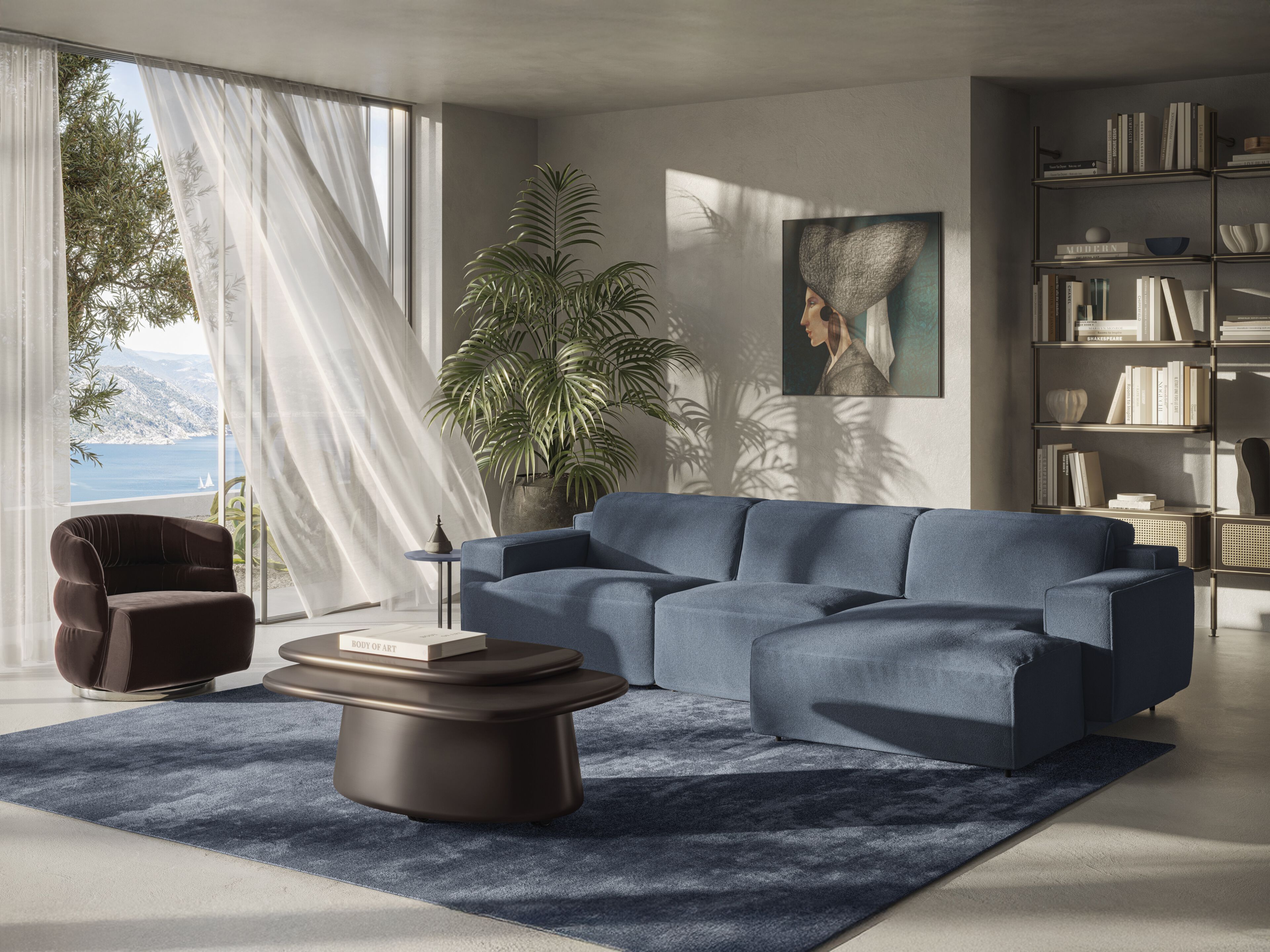 Угловой диван с откидной спинкой из ткани Natuzzi Italia IAGO ARCH-00131625 - Вид №13