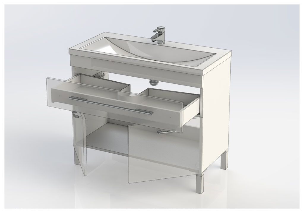Тумба под раковину Aquanet Верона 100 черный (напольная 1 ящик 2 дверцы) sun-id-275332 - Вид №4