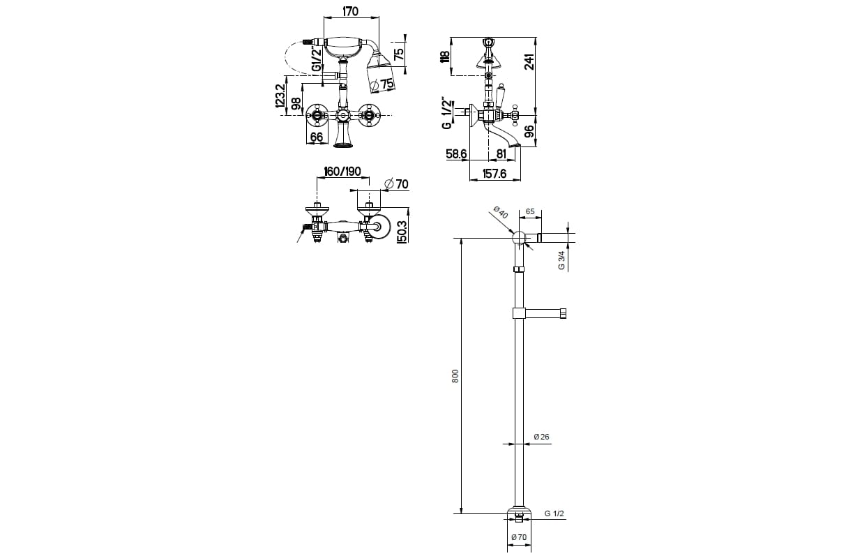 Напольная ванна с ручным душем Gaia Mobili Complements ARCH-00090510 - Вид №2