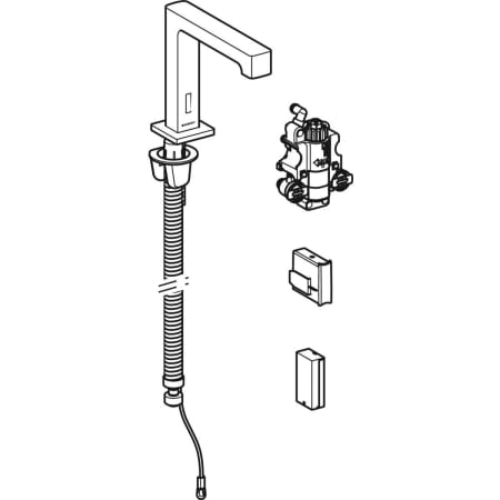 116.194.21.1 Смеситель для раковины Geberit Brenta, вертикальный монтаж, питание от батарей, с функциональным блоком для скрытого монтажа Geberit  - Вид №5