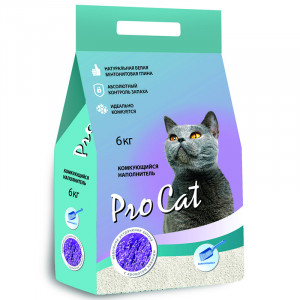 ПР0032359 Наполнитель для кошачьего туалета Lavanda комкующийся из экстра белой глины 6кг Pro Cat