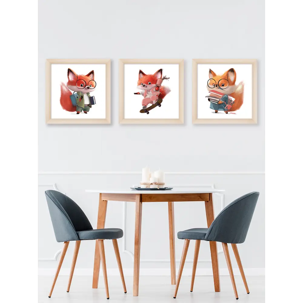 Модульная картина Лисята 40x40 см 3 шт POSTERMARKET STLM-2188943 - Вид №3