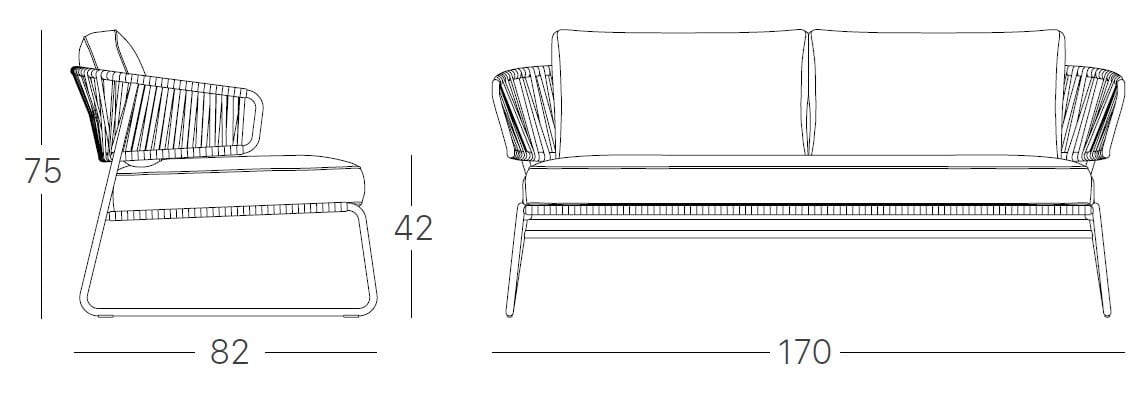 2-местный садовый диван из Sunbrella® и ПВХ S-CAB Lisa ARCH-00135029 - Вид №2