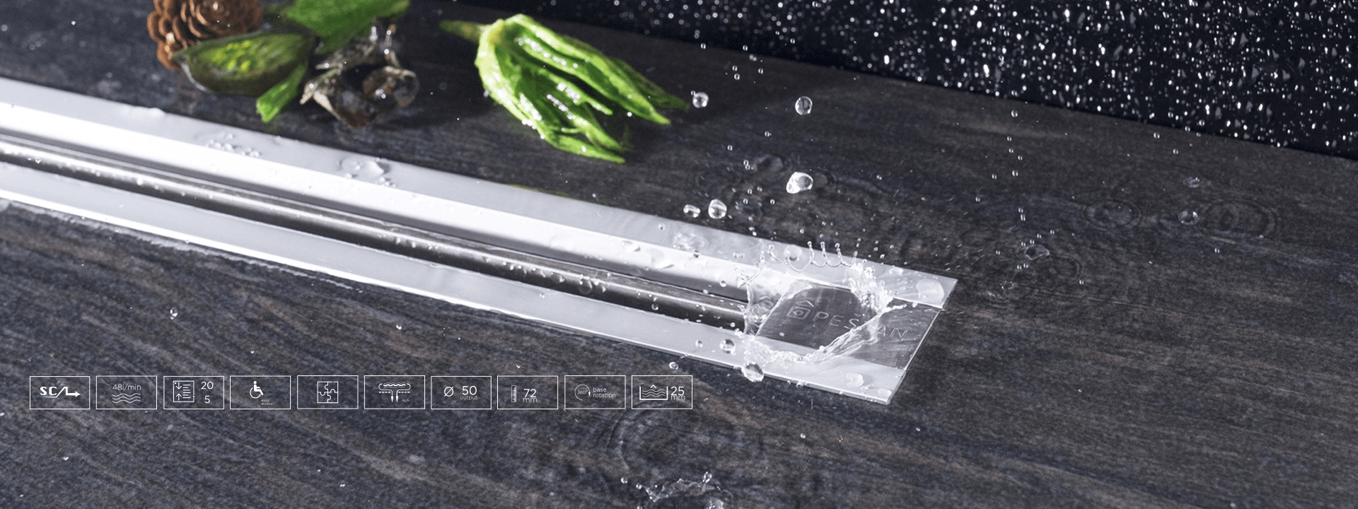 Линейный трап 750 мм CONFLUO PREMIUM SLIM LINE 13100034 PESTAN  - Вид №8