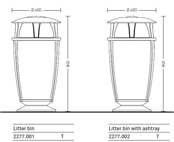 Держатель для мусора с крышкой и пепельницей для наружного использования Neri Idesia ARCH-00030864 - Вид №7