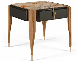 Bellotti Ezio Прикроватная тумбочка из лакированного ореха с ящиком и мраморной столешницей Lexington avenue 2017-53