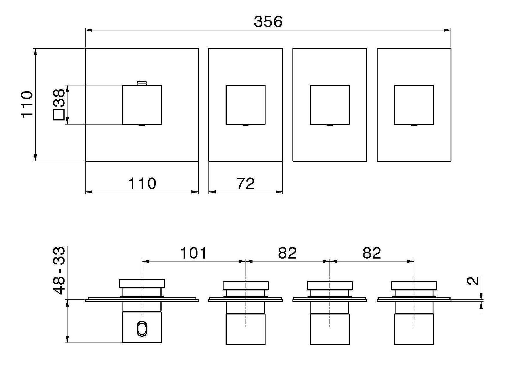 Термостатический смеситель для душа с 4 отверстиями Newform многофункциональные термостаты 3 выхода ARCH-00130872 - Вид №3