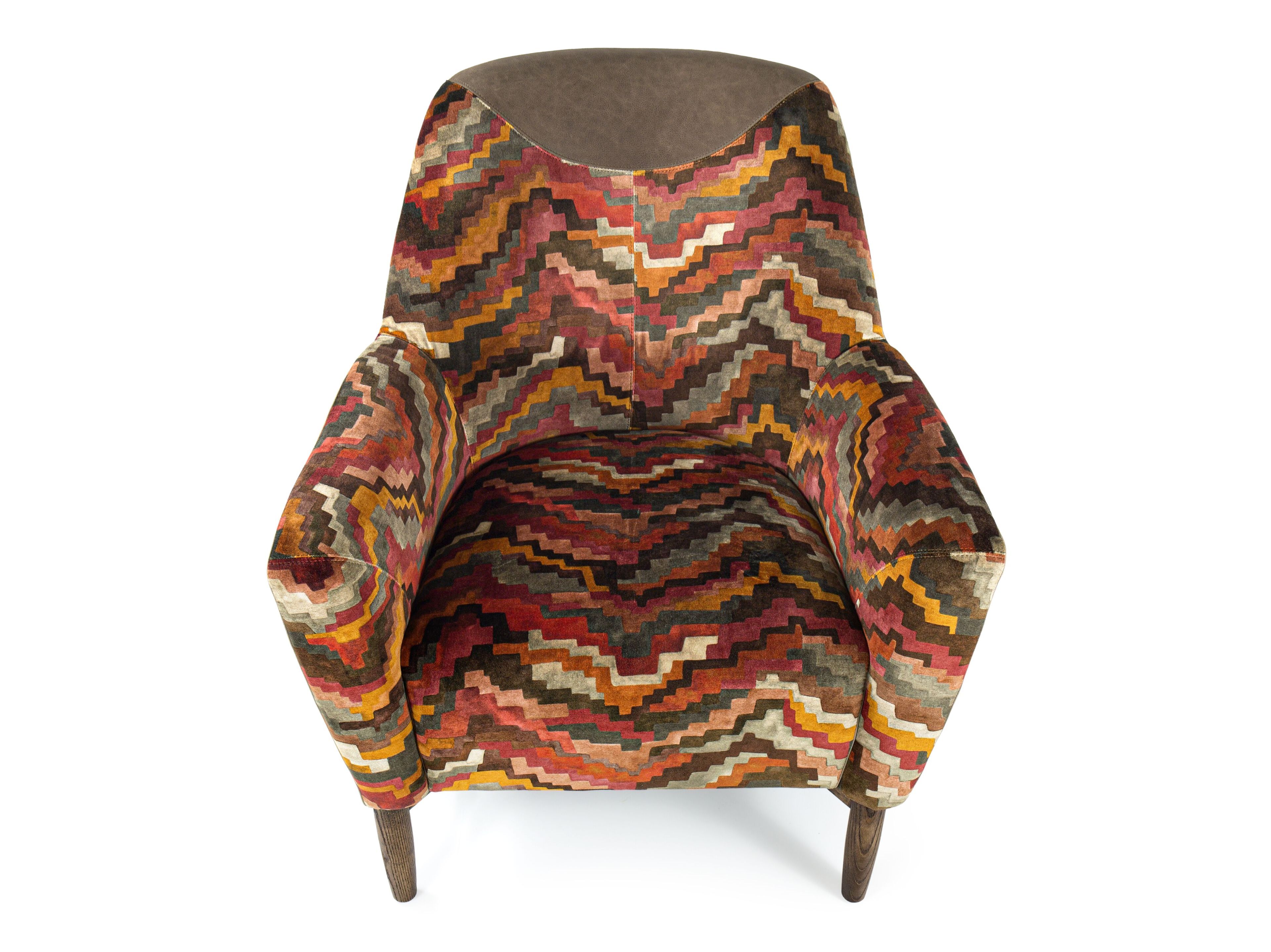 Кожаное и тканевое кресло с подлокотниками Borzalino EVE PLUS ARCH-00129537 - Вид №3